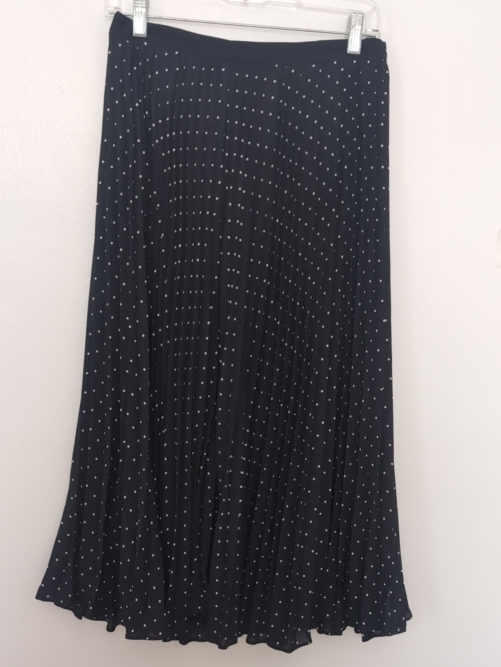 Banana Republic Black Midi Skirt with White Polka Dots